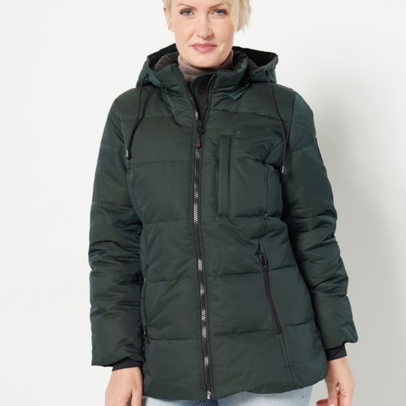 NWT ARTIC EXPEDITION WINTER COAT dark green down size 1X removable hood - Picture 1 of 16